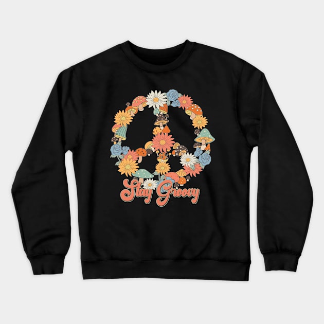 Stay Groovy Peace Crewneck Sweatshirt by bellofraya